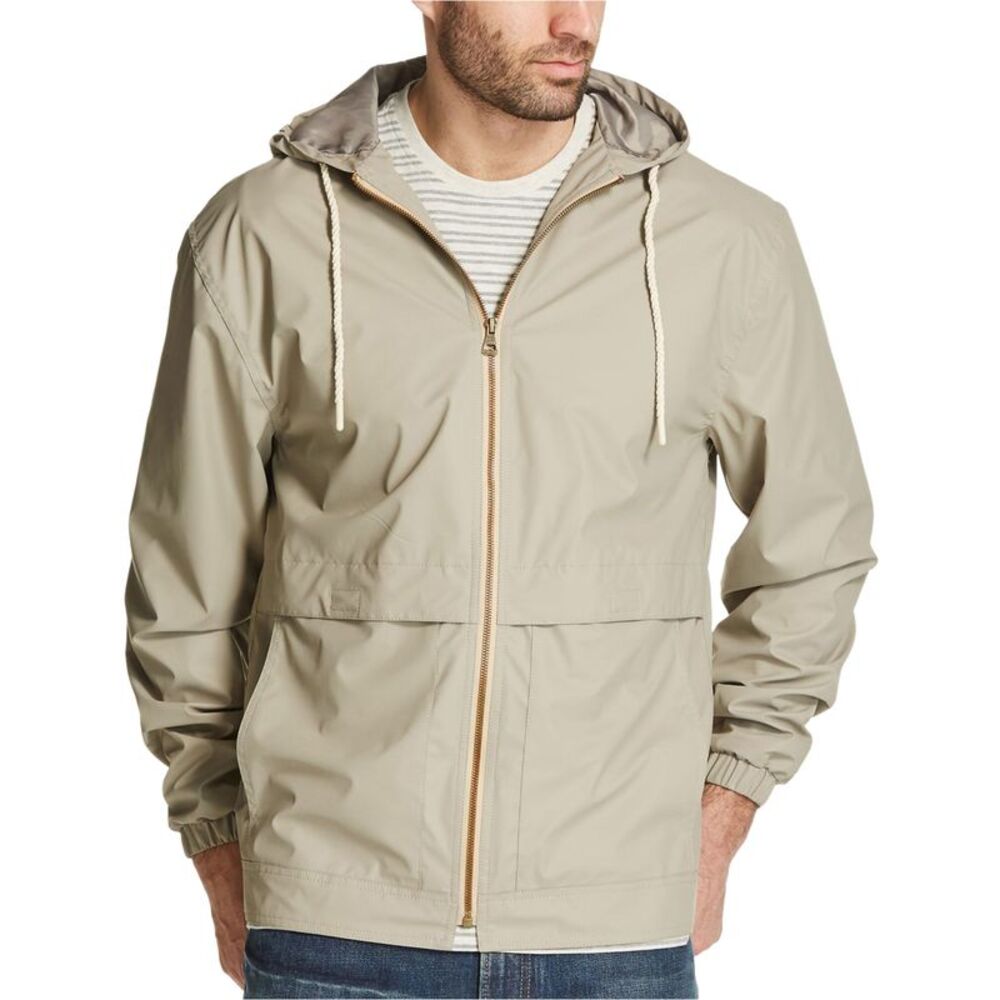 Weatherproof Mens Full Zip Windbreaker Jacket, Beige, S, DM